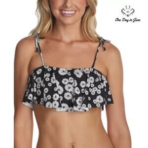 Raisins Flounce Bandeau Bikini Top Size L